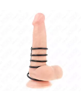 KINK - 5 Silikon-Penisringe 3,8-4,8 cm Leder verbunden