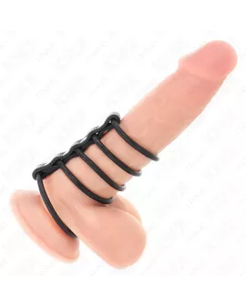 KINK - 5 Silikon-Penisringe 3,8-4,8 cm Leder verbunden