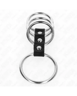 KINK - 4 Metall Penisringe 3,7-5 cm Leder verbunden
