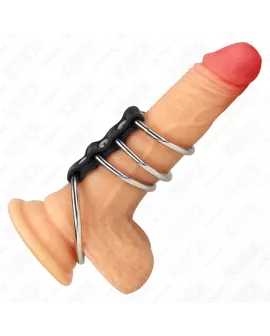 KINK - 4 Metall Penisringe 3,7-5 cm Leder verbunden