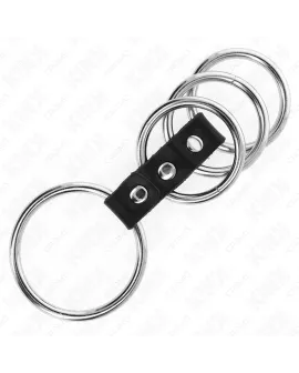 KINK - 4 Metall Penisringe 3,7-5 cm Leder verbunden