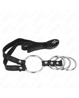 KINK - 4 Verbundene Penisringe Metall 3,8-5 cm Leder 112 cm