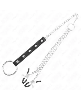 KINK Metall-Penisring mit Kette und verstellbaren Brustklammen
