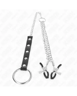 KINK Metall-Penisring mit Kette und verstellbaren Brustklammen