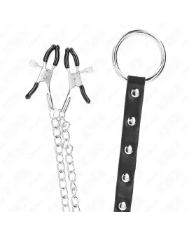 KINK Metall-Penisring mit Kette und verstellbaren Brustklammen