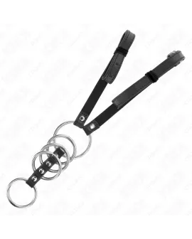 KINK - 5 PENISRINGE 3,8 CM BIS 5 CM METALL MIT LEDERGURT 112 CM