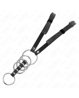 KINK - 5 Penisringe 3,8-5 cm Metall mit Lederband 112 cm