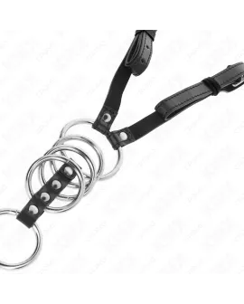 KINK - 5 Penisringe 3,8-5 cm Metall mit Lederband 112 cm