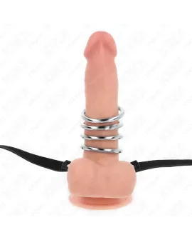 KINK - 5 Penisringe 3,8-5 cm Metall mit Lederband 112 cm