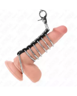 KINK - 7 Metall-Penisringe 3,8-5 cm Lederkette 100 cm