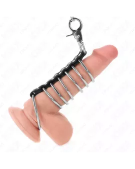 KINK - 7 Metall-Penisringe 3,8-5 cm Lederkette 100 cm