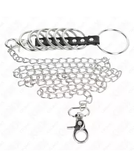 KINK - 7 Metall-Penisringe 3,8-5 cm Lederkette 100 cm