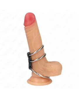 KINK - Dreifach Metall Peniring 3,7-5 cm mit Leder