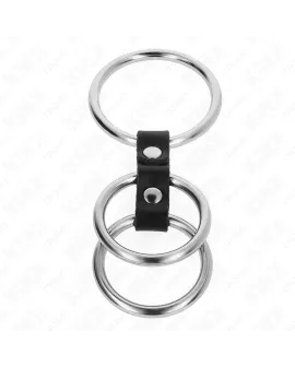 KINK - Dreifach Metall Peniring 3,7-5 cm mit Leder