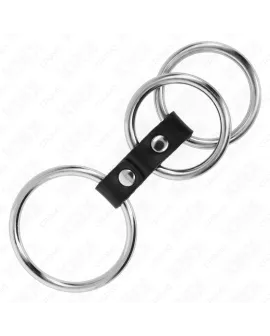 KINK - Dreifach Metall Peniring 3,7-5 cm mit Leder