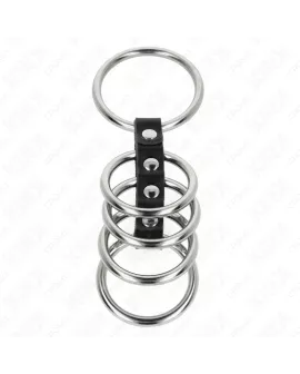 KINK - 5 Penisringe Set Metall 3,7-5 cm Leder Verbunden