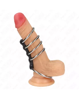 KINK - 5 Penisringe Set Metall 3,7-5 cm Leder Verbunden