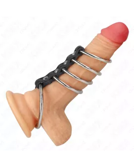 KINK - 5 Penisringe Set Metall 3,7-5 cm Leder Verbunden