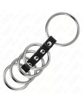 KINK - 5 Penisringe Set Metall 3,7-5 cm Leder Verbunden