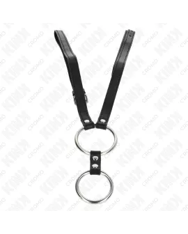 KINK - Doppelter Penisring Metall 3,8-5 cm Leder 112 cm