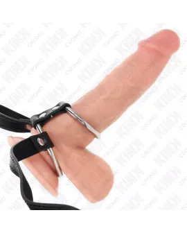 KINK - Doppelter Penisring Metall 3,8-5 cm Leder 112 cm