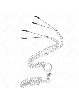 KINK Dreifach Penisring 3,8-5 cm mit Kette und Nippelklemme