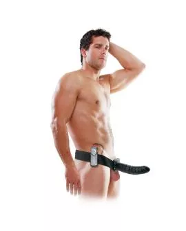 Fetish Fantasy Series - 19 cm Vibrerende Hohl-Strap-On Schwarz