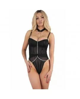 LIVCO CORSETTI FASHION - MELISENDA CF 1709 BADEMANTEL + HEMD + STRING SCHWARZ 