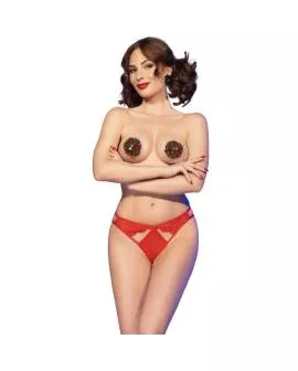 Chilirose - CR 4839 Weihnachts-Set Pasties Höschen Rot S/M