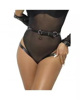 SUBBLIME - 953690 HANDSCHELLEN MIT BONDAGE-GÜRTEL SCHWARZ EINE GRÖSSE