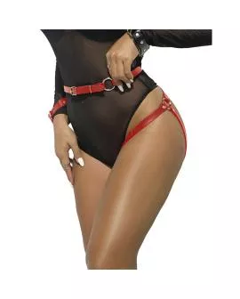 SUBBLIME Handschellen mit Bondage-Gürtel Rot - Eine Größe