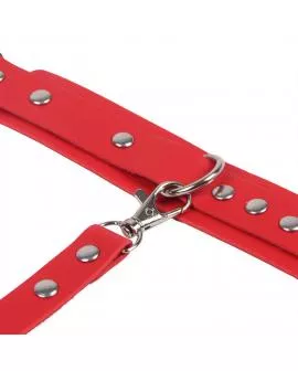 SUBBLIME - 953706 HANDSCHELLEN MIT BONDAGE-GÜRTEL ROT EINE GRÖSSE
