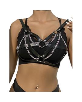 Subblime Punk Bondage Gürtel Metallschnalle Schwarz