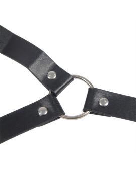 Subblime Bondage Lederriemen Brustklemme - Schwarz, One Size