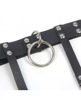 SUBBLIME - 953744 VERSTELLBARES PUNK-STRÜMPFE AUS LEDER SCHWARZ EINE GRÖSSE