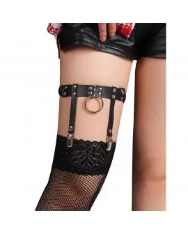 SUBBLIME - 953744 VERSTELLBARES PUNK-STRÜMPFE AUS LEDER SCHWARZ EINE GRÖSSE