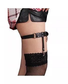 SUBBLIME - 953744 VERSTELLBARES PUNK-STRÜMPFE AUS LEDER SCHWARZ EINE GRÖSSE