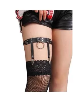 SUBBLIME Verstellbare Punk-Strümpfe Leder Schwarz - 953744