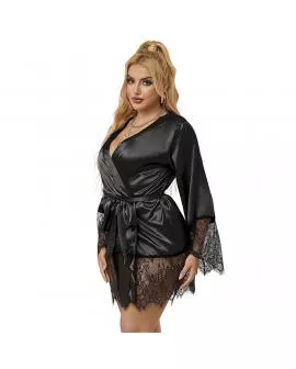 SUBBLIME - 953805 ELEGANTER SPITZENPYJAMAS + TANGA SCHWARZ L/XL
