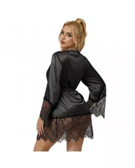 SUBBLIME - 953805 ELEGANTER SPITZENPYJAMAS + TANGA SCHWARZ L/XL