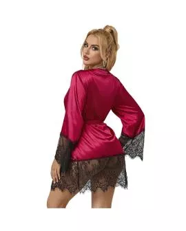 SUBBLIME - Eleganter Spitzenpyjamas mit Tanga Rot L/XL