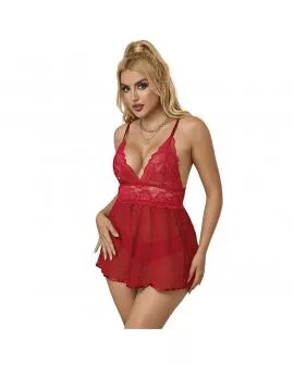 SUBBLIME - 953843 BABYDOLL MIT OFFENEM RÜCKEN ROT L/XL