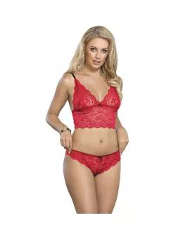 SUBBLIME - 953898 NACHTHEMD + HÖSCHEN AUS SEIDE UND SPITZE ROT S/M