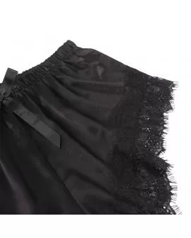 SUBBLIME - 953942 LÄSSIGE SEIDENNACHTHEMD + SPITZENHOSE SCHWARZ L/XL