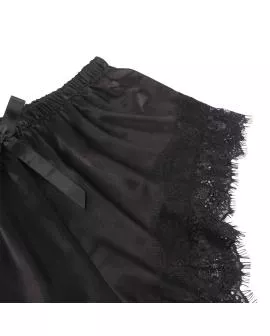 SUBBLIME Seiden-Nachthemd mit Spitzenhose - Schwarz S/M