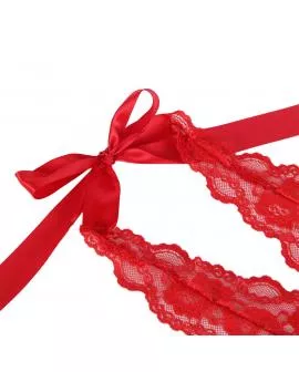 SUBBLIME - 953980 SEXY BODY MIT RÜSCHEN + GÜRTEL ROT L/XL