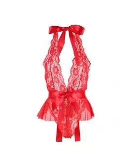 SUBBLIME - 953980 SEXY BODY MIT RÜSCHEN + GÜRTEL ROT L/XL