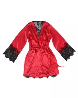 SUBBLIME 954017 Spitzen-Unterhemd String - Rot/Schwarz S/M