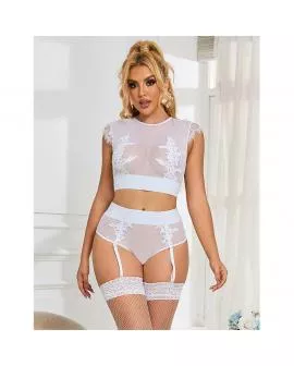 SUBBLIME - 954031 BH + HÖSCHEN MIT STRUMPFGÜRTEL WEISS S/M