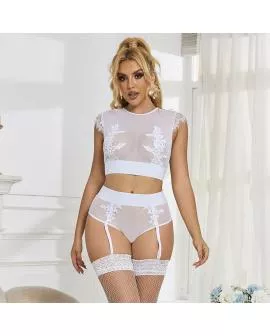 SUBBLIME - 954048 BH + HÖSCHEN MIT STRUMPFGÜRTEL WEISS L/XL